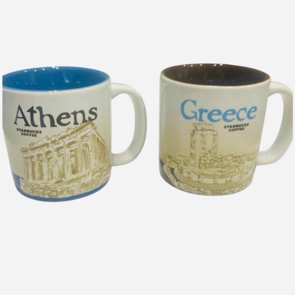 EUC- Starbucks Global icon demitasse Espresso Athens abd Greece Mugs‎ set 3 oz